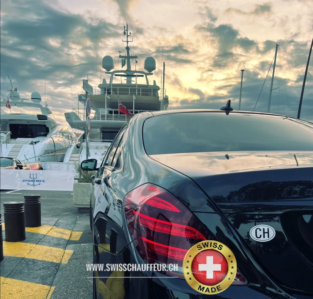 Luxury SwissChauffeur vehicle on a scenic European journey with a private driver