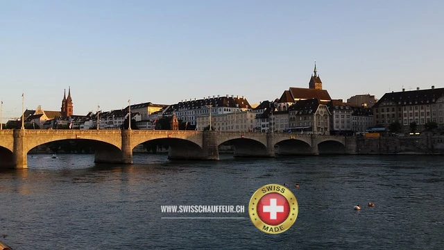 Luxury Swiss Chauffeur vehicle outside Eurovision 2025 venue in Basel, Switzerland