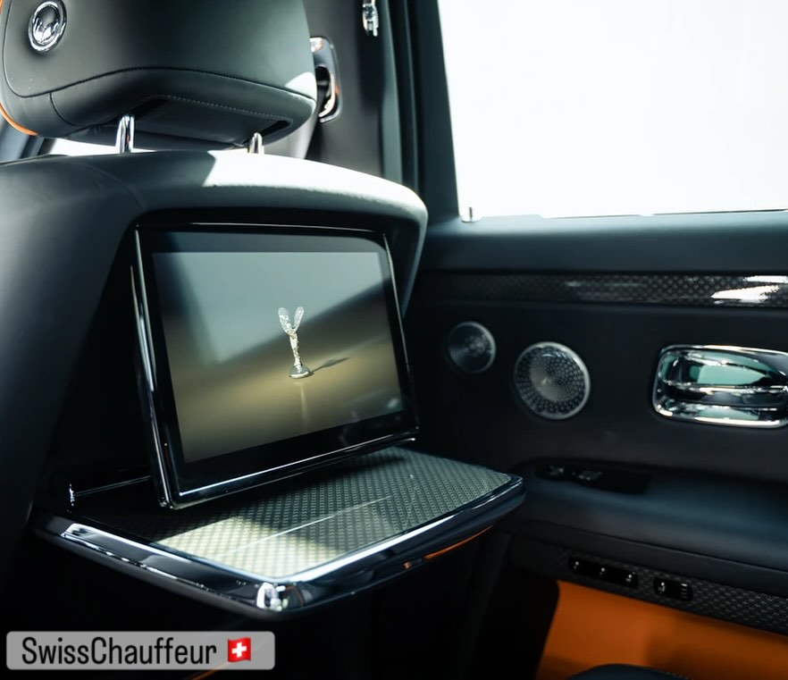 Rear entertainment screen in Rolls-Royce interior