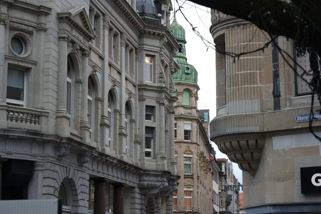 Historic buildings in St. Gallen city center during private tour with SwissChauffeur