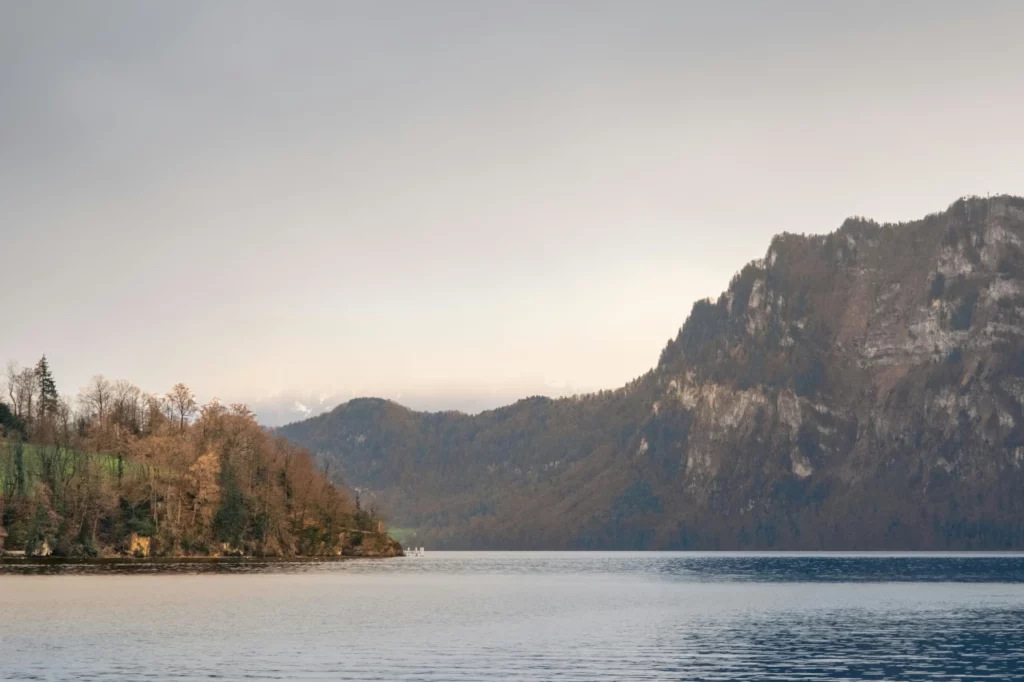 Scenic view of Lake Lucerne with mountains and calm water