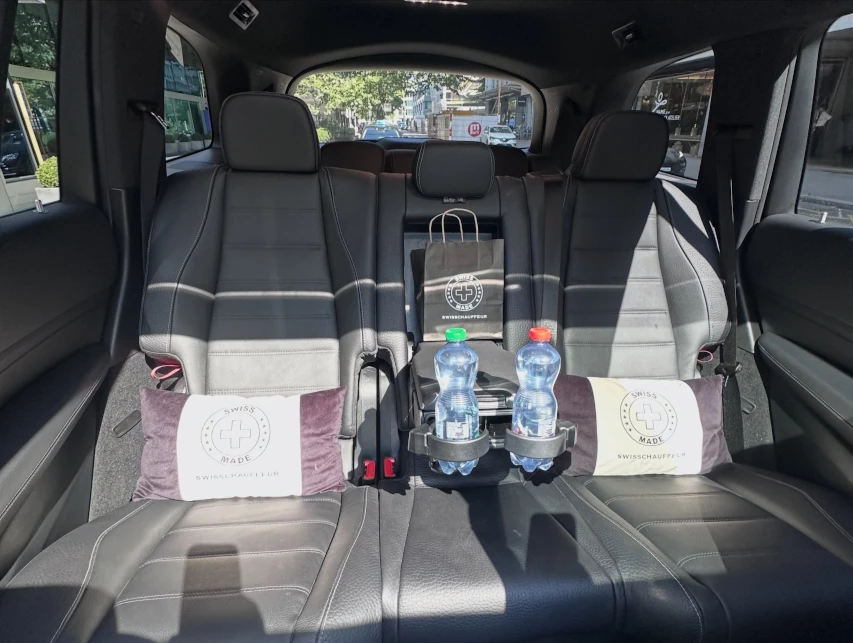 Mercedes-Benz GLS 450 passenger cabin prepared for SwissChauffeur guests